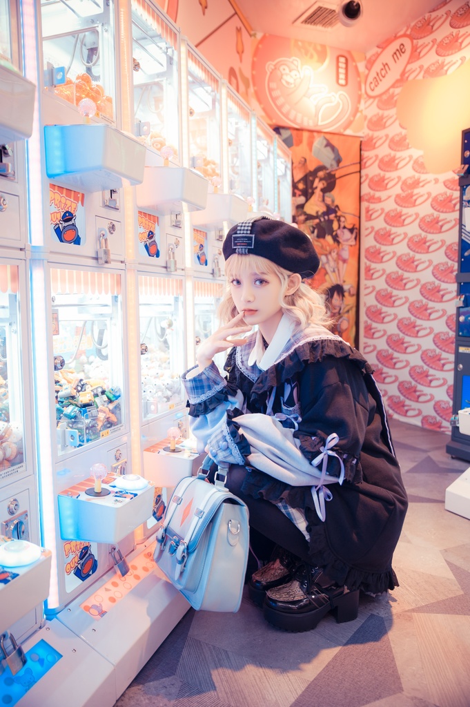 Jillpunkオリジナルアニメファンタジー風船ガムうさぎ兎耳セーラー水兵服タータン柄フリルポンポン付きゆったり長袖ジャケット レディー V系 おしゃれファッション可愛い秋葉系萌え二次コン姫系森系ロリータ