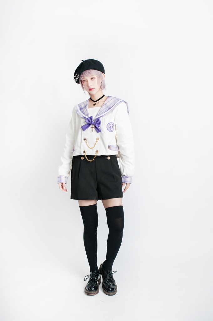 JillpunkオリジナルROCOPUNKO貴族学院ダブルブレストボタンチェーンネックタイ付きクロップドセーラー水兵服 制服COSPLAYレディースV系 姫系森系ロリータ おしゃれ可愛い萌え