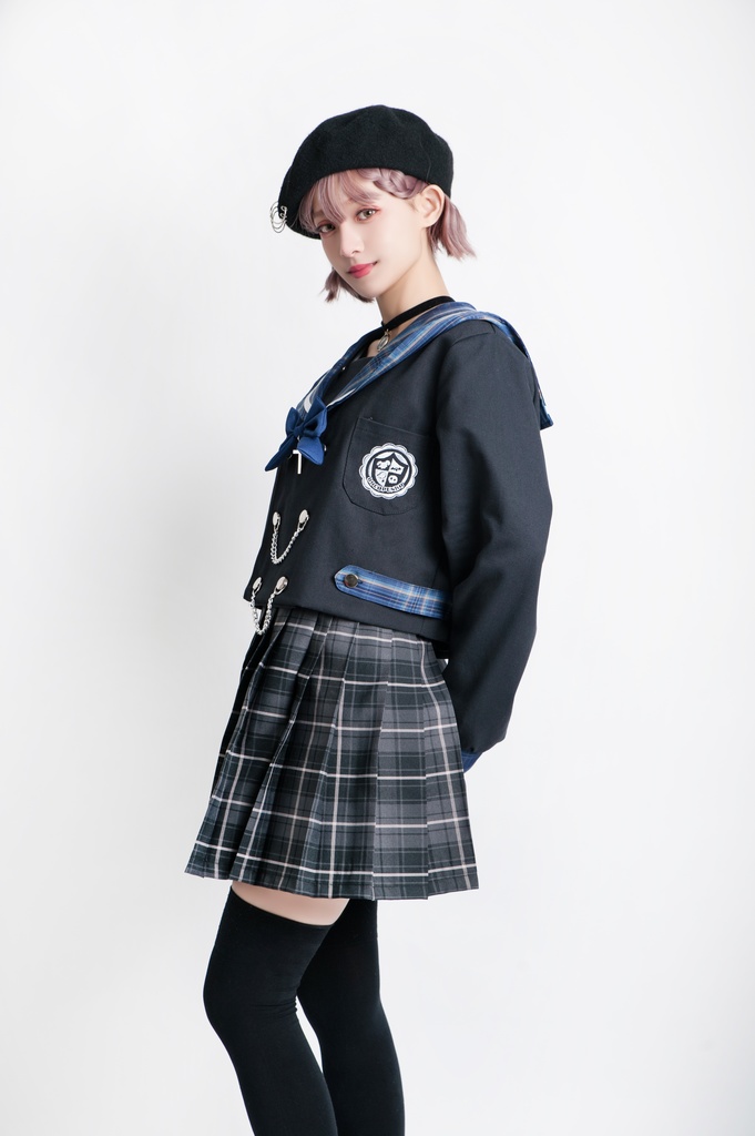 JillpunkオリジナルROCOPUNKO貴族学院ダブルブレストボタンチェーンネックタイ付きクロップドセーラー水兵服 制服COSPLAYレディースV系 姫系森系ロリータ おしゃれ可愛い萌え