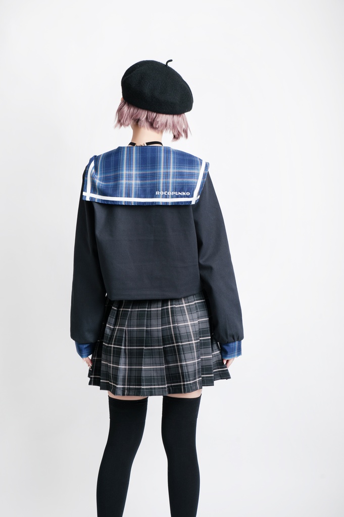 JillpunkオリジナルROCOPUNKO貴族学院ダブルブレストボタンチェーンネックタイ付きクロップドセーラー水兵服 制服COSPLAYレディースV系 姫系森系ロリータ おしゃれ可愛い萌え