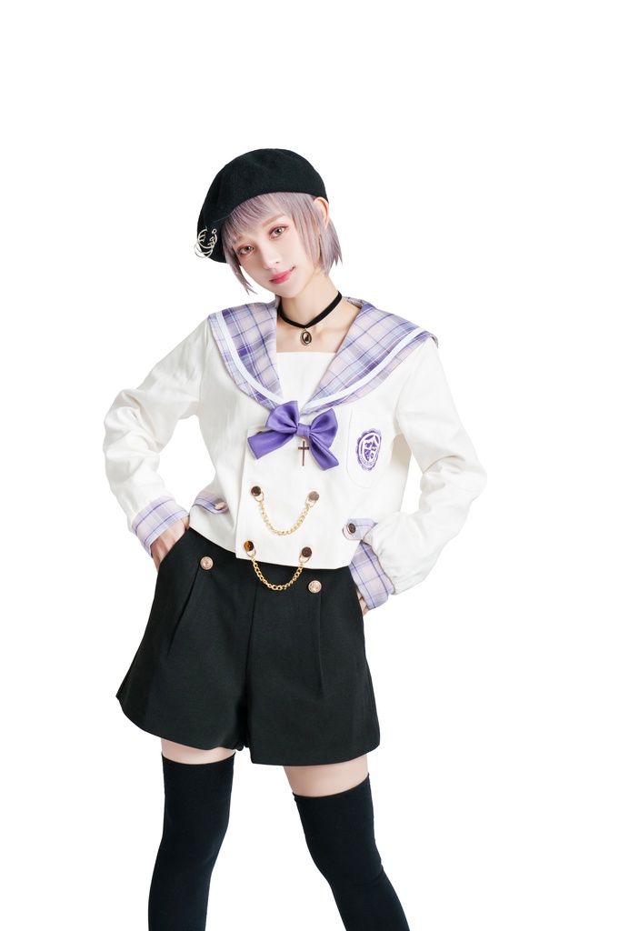 JillpunkオリジナルROCOPUNKO貴族学院ダブルブレストボタンチェーンネックタイ付きクロップドセーラー水兵服 制服COSPLAYレディースV系 姫系森系ロリータ おしゃれ可愛い萌え