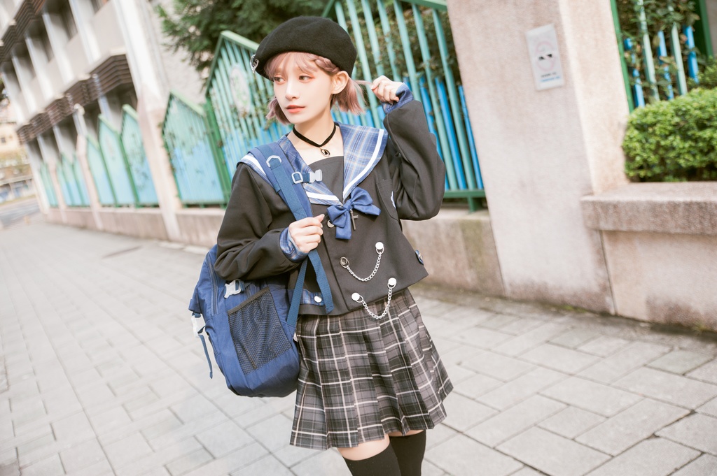 JillpunkオリジナルROCOPUNKO貴族学院ダブルブレストボタンチェーンネックタイ付きクロップドセーラー水兵服 制服COSPLAYレディースV系 姫系森系ロリータ おしゃれ可愛い萌え