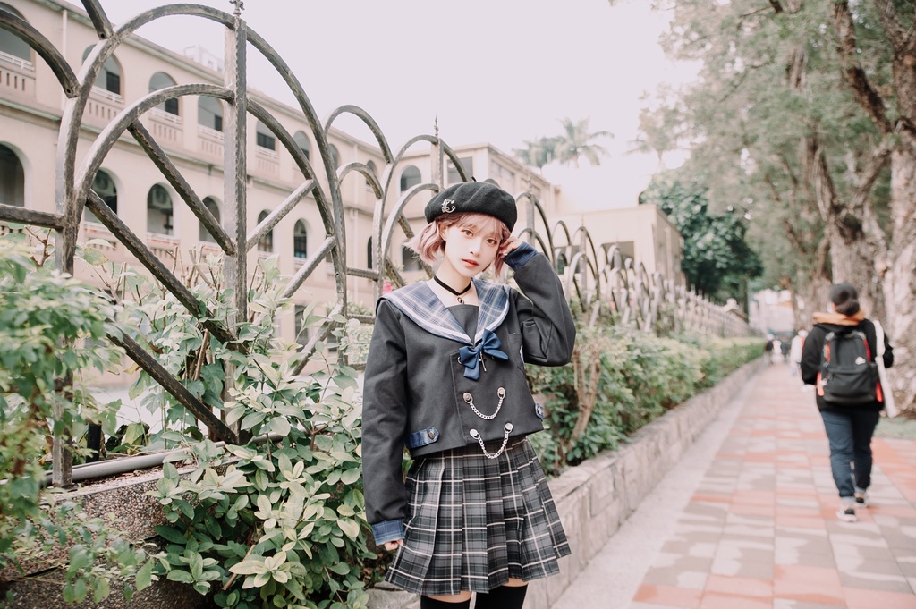 JillpunkオリジナルROCOPUNKO貴族学院ダブルブレストボタンチェーンネックタイ付きクロップドセーラー水兵服 制服COSPLAYレディースV系 姫系森系ロリータ おしゃれ可愛い萌え