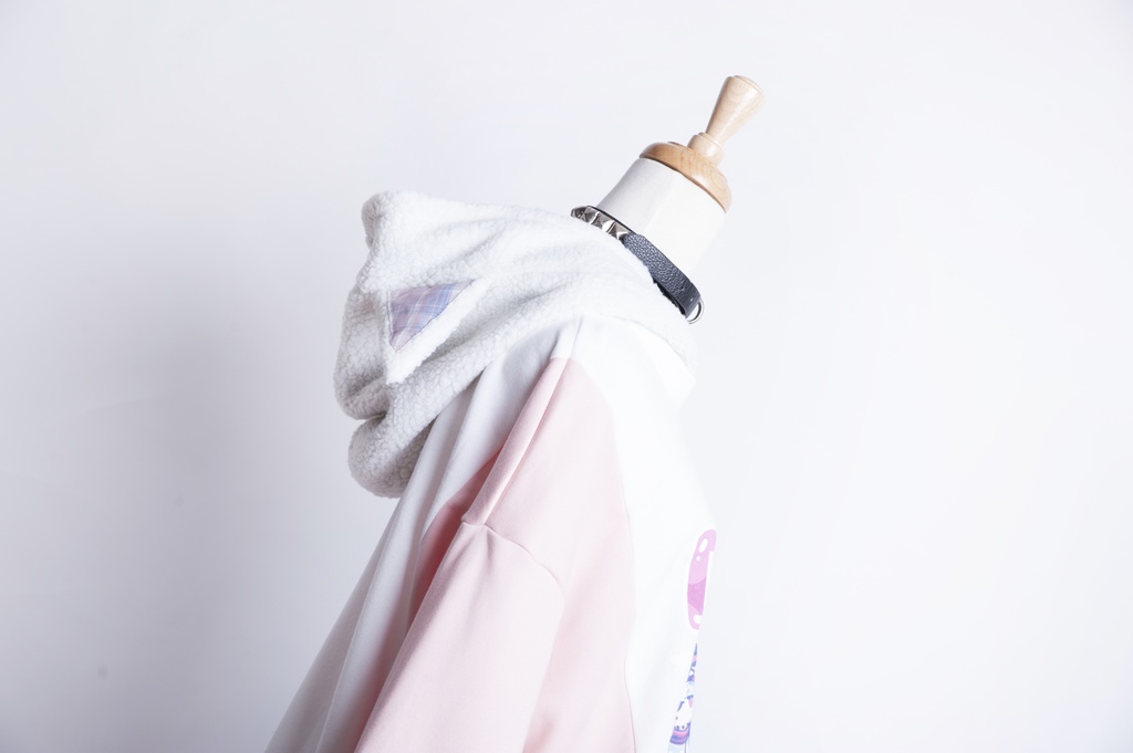 Jillpunkオリジナルお宅可愛い不良高校 独身愛玩犬イヌ耳タータン裏地裏起毛レイヤードゆったりパーカーメンズ レディー V系 おしゃれ大きいサイズ男女兼用ファッション秋葉系萌え犬系