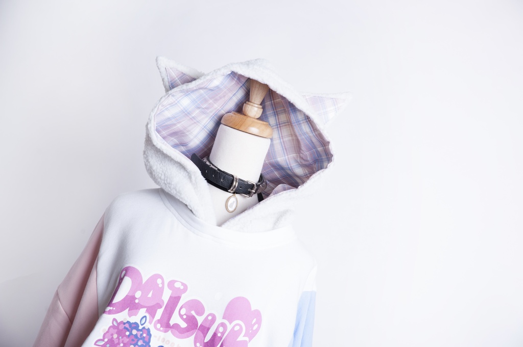 Jillpunkオリジナルお宅可愛い不良高校 独身愛玩犬イヌ耳タータン裏地裏起毛レイヤードゆったりパーカーメンズ レディー V系 おしゃれ大きいサイズ男女兼用ファッション秋葉系萌え犬系