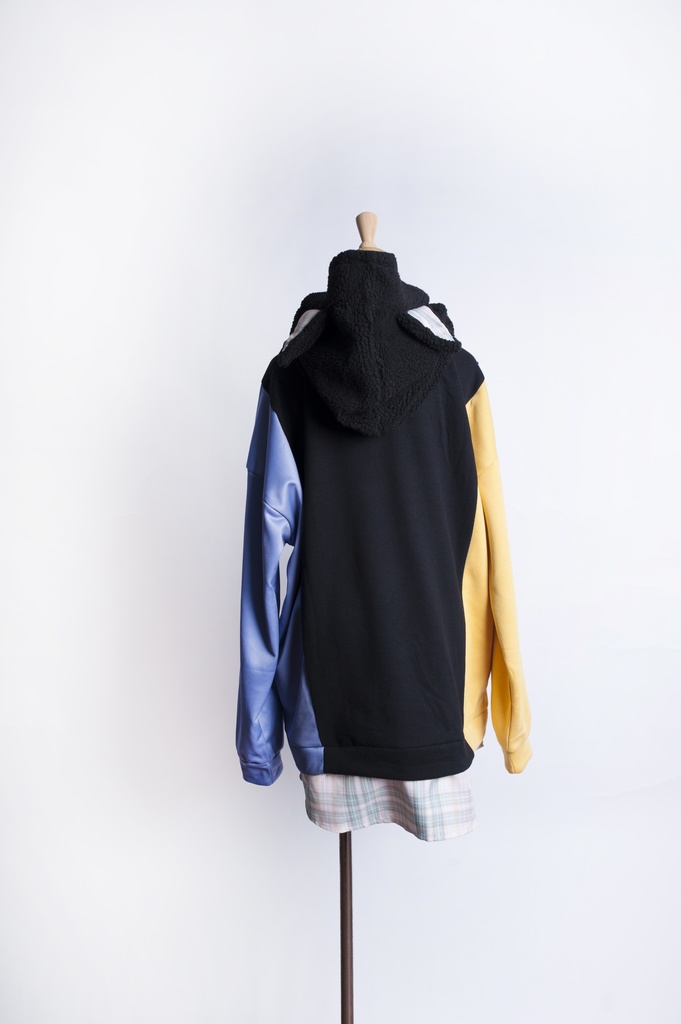 Jillpunkオリジナルお宅可愛い不良高校 独身愛玩犬イヌ耳タータン裏地裏起毛レイヤードゆったりパーカーメンズ レディー V系 おしゃれ大きいサイズ男女兼用ファッション秋葉系萌え犬系