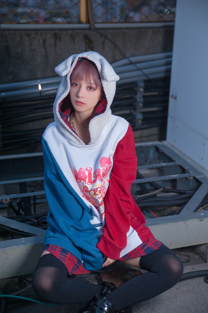 Jillpunkオリジナルお宅可愛い不良高校 独身愛玩犬イヌ耳タータン裏地裏起毛レイヤードゆったりパーカーメンズ レディー V系 おしゃれ大きいサイズ男女兼用ファッション秋葉系萌え犬系