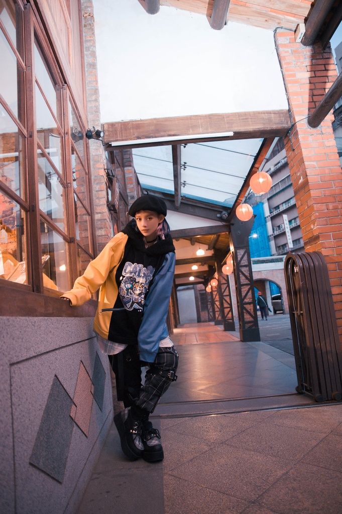 Jillpunkオリジナルお宅可愛い不良高校 独身愛玩犬イヌ耳タータン裏地裏起毛レイヤードゆったりパーカーメンズ レディー V系 おしゃれ大きいサイズ男女兼用ファッション秋葉系萌え犬系