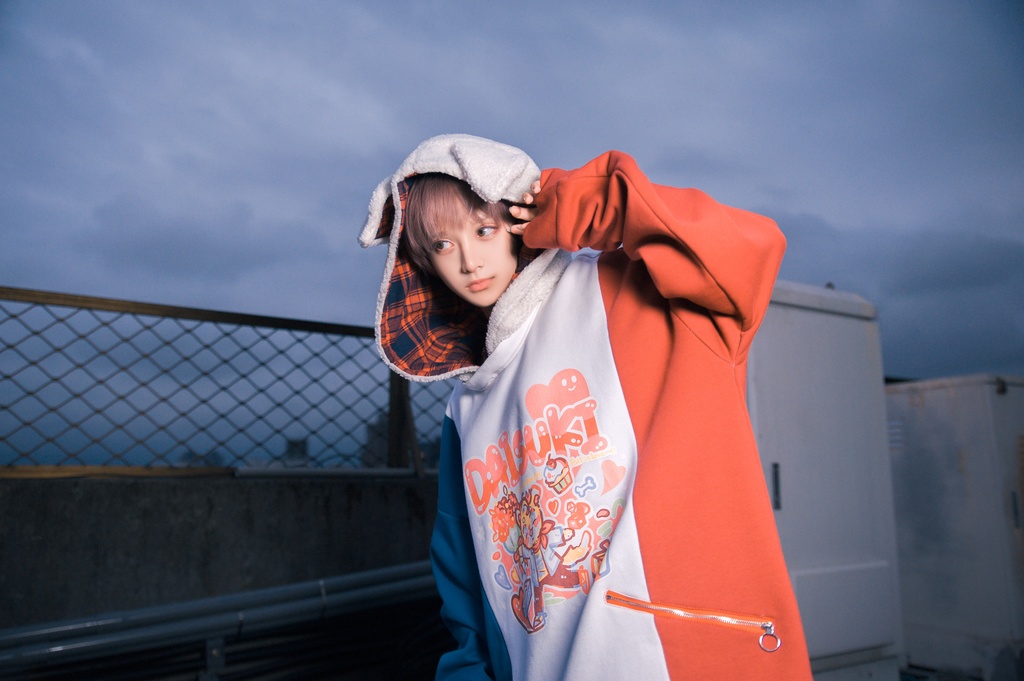 Jillpunkオリジナルお宅可愛い不良高校 独身愛玩犬イヌ耳タータン裏地裏起毛レイヤードゆったりパーカーメンズ レディー V系 おしゃれ大きいサイズ男女兼用ファッション秋葉系萌え犬系