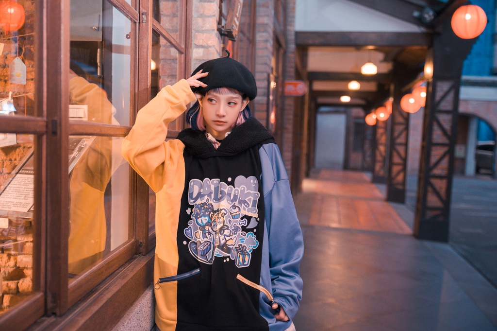 Jillpunkオリジナルお宅可愛い不良高校 独身愛玩犬イヌ耳タータン裏地裏起毛レイヤードゆったりパーカーメンズ レディー V系 おしゃれ大きいサイズ男女兼用ファッション秋葉系萌え犬系