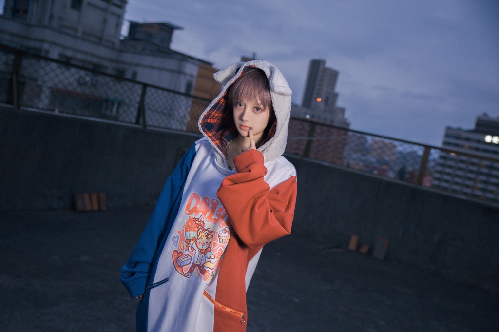 Jillpunkオリジナルお宅可愛い不良高校 独身愛玩犬イヌ耳タータン裏地裏起毛レイヤードゆったりパーカーメンズ レディー V系 おしゃれ大きいサイズ男女兼用ファッション秋葉系萌え犬系