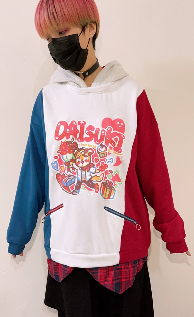 Jillpunkオリジナルお宅可愛い不良高校 独身愛玩犬イヌ耳タータン裏地裏起毛レイヤードゆったりパーカーメンズ レディー V系 おしゃれ大きいサイズ男女兼用ファッション秋葉系萌え犬系