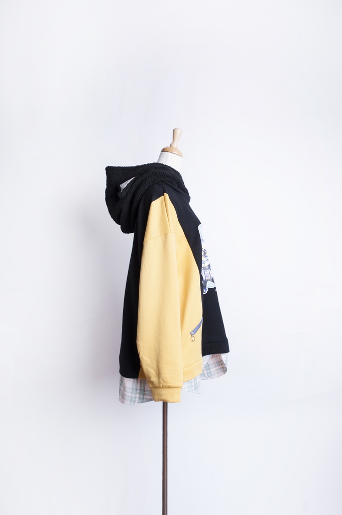 Jillpunkオリジナルお宅可愛い不良高校 独身愛玩犬イヌ耳タータン裏地裏起毛レイヤードゆったりパーカーメンズ レディー V系 おしゃれ大きいサイズ男女兼用ファッション秋葉系萌え犬系