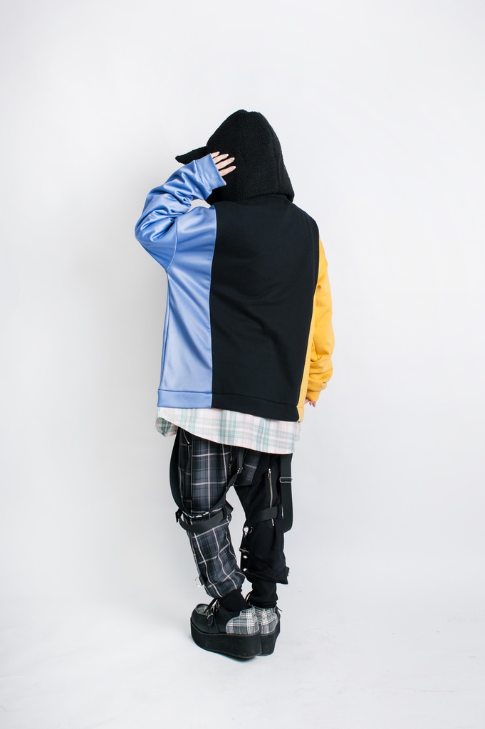 Jillpunkオリジナルお宅可愛い不良高校 独身愛玩犬イヌ耳タータン裏地裏起毛レイヤードゆったりパーカーメンズ レディー V系 おしゃれ大きいサイズ男女兼用ファッション秋葉系萌え犬系