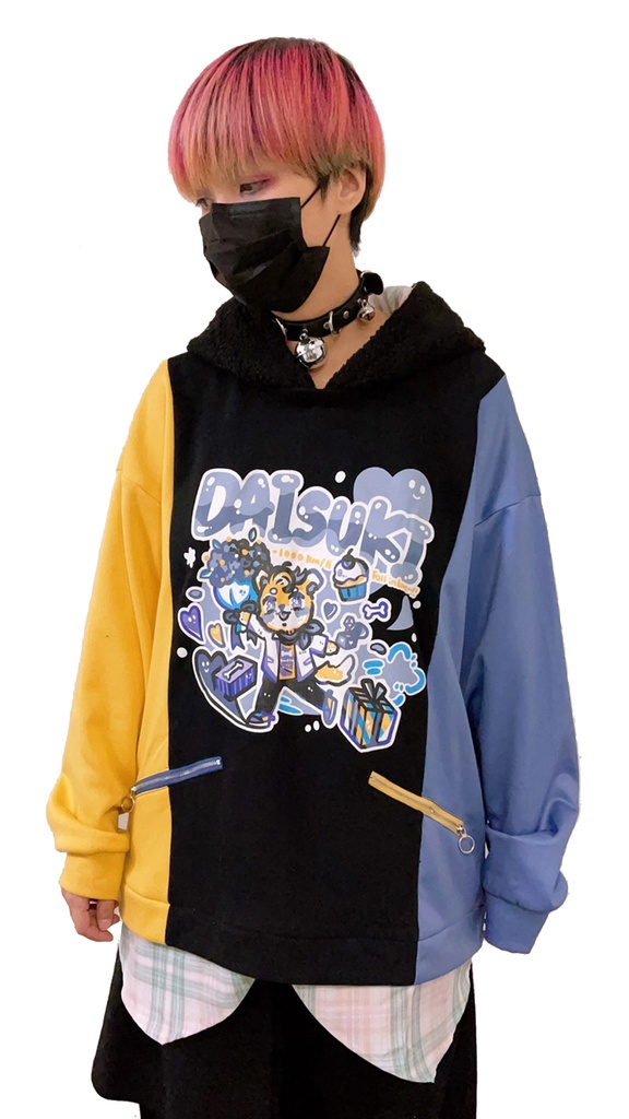 Jillpunkオリジナルお宅可愛い不良高校 独身愛玩犬イヌ耳タータン裏地裏起毛レイヤードゆったりパーカーメンズ レディー V系 おしゃれ大きいサイズ男女兼用ファッション秋葉系萌え犬系