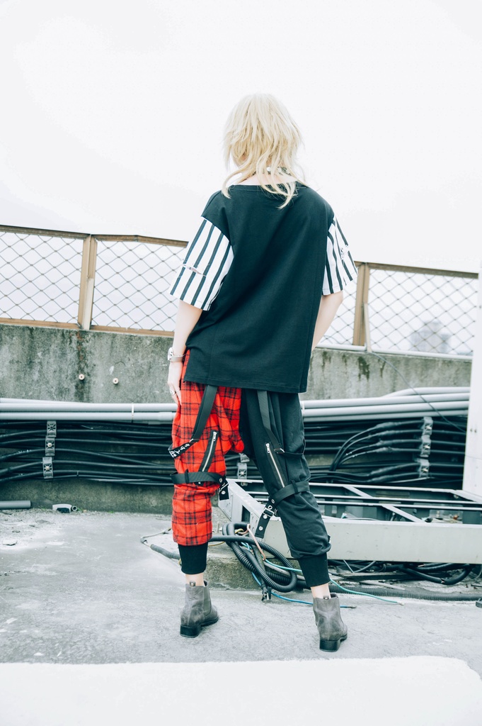 JillpunkオリジナルKERA 芥川龍之介見て地獄漢字書道ゆったりサルエル サスペンダー付きハーレムパンツズボン ファッションおしゃれパンクメンズ レディースV系秋葉系