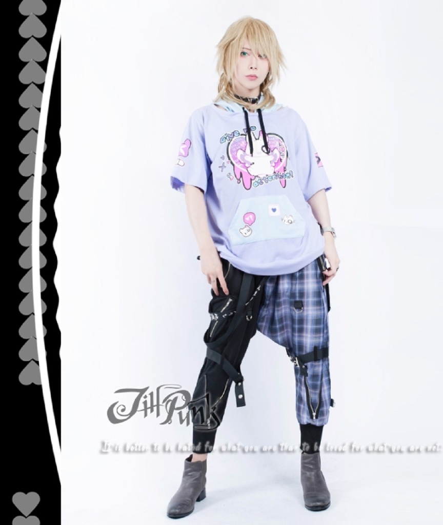 JillpunkオリジナルKERA 芥川龍之介見て地獄漢字書道ゆったりサルエル サスペンダー付きハーレムパンツズボン ファッションおしゃれパンクメンズ レディースV系秋葉系