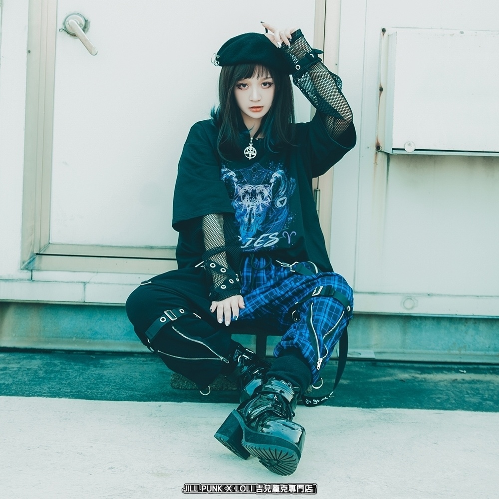 JillpunkオリジナルKERA 芥川龍之介見て地獄漢字書道ゆったりサルエル サスペンダー付きハーレムパンツズボン ファッションおしゃれパンクメンズ レディースV系秋葉系