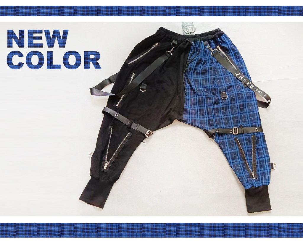 JillpunkオリジナルKERA 芥川龍之介見て地獄漢字書道ゆったりサルエル サスペンダー付きハーレムパンツズボン ファッションおしゃれパンクメンズ レディースV系秋葉系