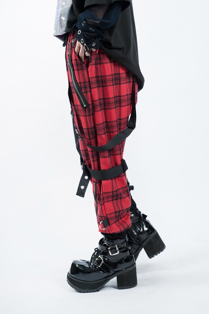 JillpunkオリジナルKERA 芥川龍之介見て地獄漢字書道ゆったりサルエル サスペンダー付きハーレムパンツズボン ファッションおしゃれパンクメンズ レディースV系秋葉系