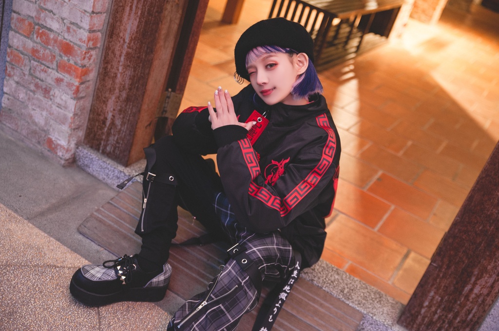 Jillpunkオリジナル原宿秋葉地雷系アニメKUUAコラボ 好好睡チャイナ漢字中華風ゆったりキルティング裏地タートルネックウィンドウブレーカージャケット メンズ レディー V系 おしゃれ大きいサイズ男女兼用ファッションカッコいい