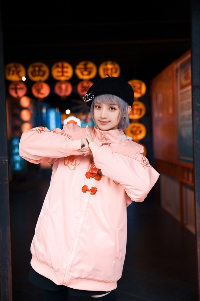 Jillpunkオリジナル原宿秋葉地雷系アニメKUUAコラボ 好好睡チャイナ漢字中華風ゆったりキルティング裏地タートルネックウィンドウブレーカージャケット メンズ レディー V系 おしゃれ大きいサイズ男女兼用ファッションカッコいい