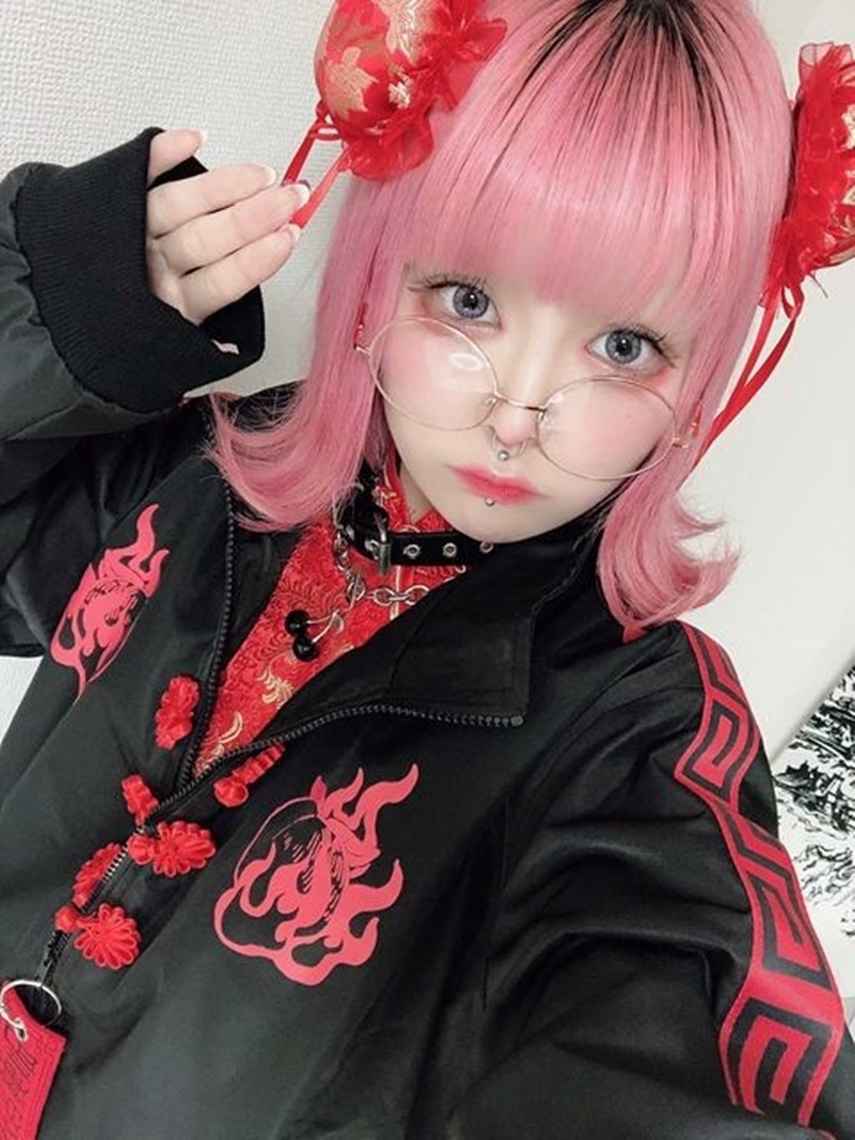 Jillpunkオリジナル原宿秋葉地雷系アニメKUUAコラボ 好好睡チャイナ漢字中華風ゆったりキルティング裏地タートルネックウィンドウブレーカージャケット メンズ レディー V系 おしゃれ大きいサイズ男女兼用ファッションカッコいい