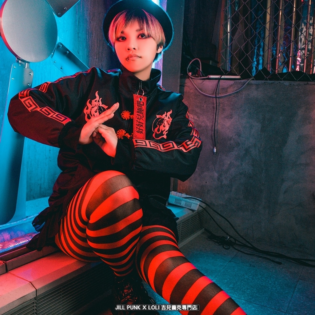 Jillpunkオリジナル原宿秋葉地雷系アニメKUUAコラボ 好好睡チャイナ漢字中華風ゆったりキルティング裏地タートルネックウィンドウブレーカージャケット メンズ レディー V系 おしゃれ大きいサイズ男女兼用ファッションカッコいい