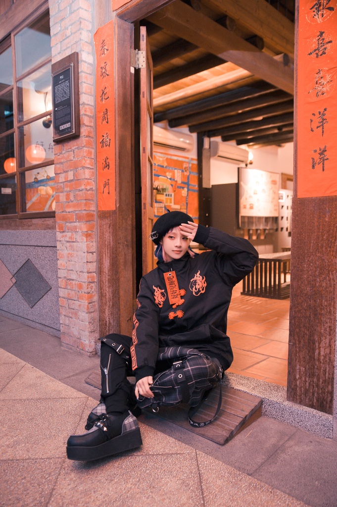 Jillpunkオリジナル原宿秋葉地雷系アニメKUUAコラボ 好好睡チャイナ漢字中華風ゆったりキルティング裏地タートルネックウィンドウブレーカージャケット メンズ レディー V系 おしゃれ大きいサイズ男女兼用ファッションカッコいい