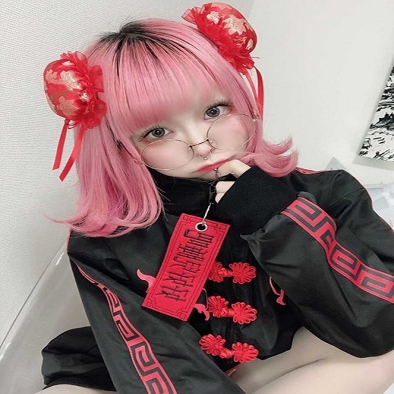 Jillpunkオリジナル原宿秋葉地雷系アニメKUUAコラボ 好好睡チャイナ漢字中華風ゆったりキルティング裏地タートルネックウィンドウブレーカージャケット メンズ レディー V系 おしゃれ大きいサイズ男女兼用ファッションカッコいい