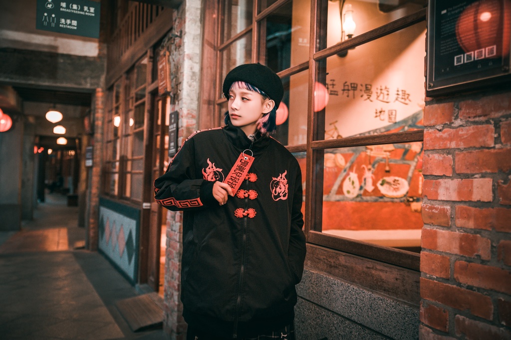 Jillpunkオリジナル原宿秋葉地雷系アニメKUUAコラボ 好好睡チャイナ漢字中華風ゆったりキルティング裏地タートルネックウィンドウブレーカージャケット メンズ レディー V系 おしゃれ大きいサイズ男女兼用ファッションカッコいい