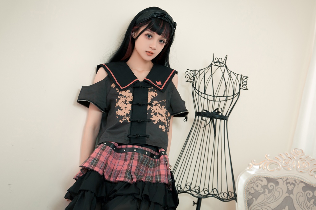 Jillpunkオリジナルパンクロック地雷少女 タータン柄ウエストバッグ付き上品プリーツラップミニスカート⋆レッグウォーマーセット レディーおしゃれファッションアヴリル系カッコいい