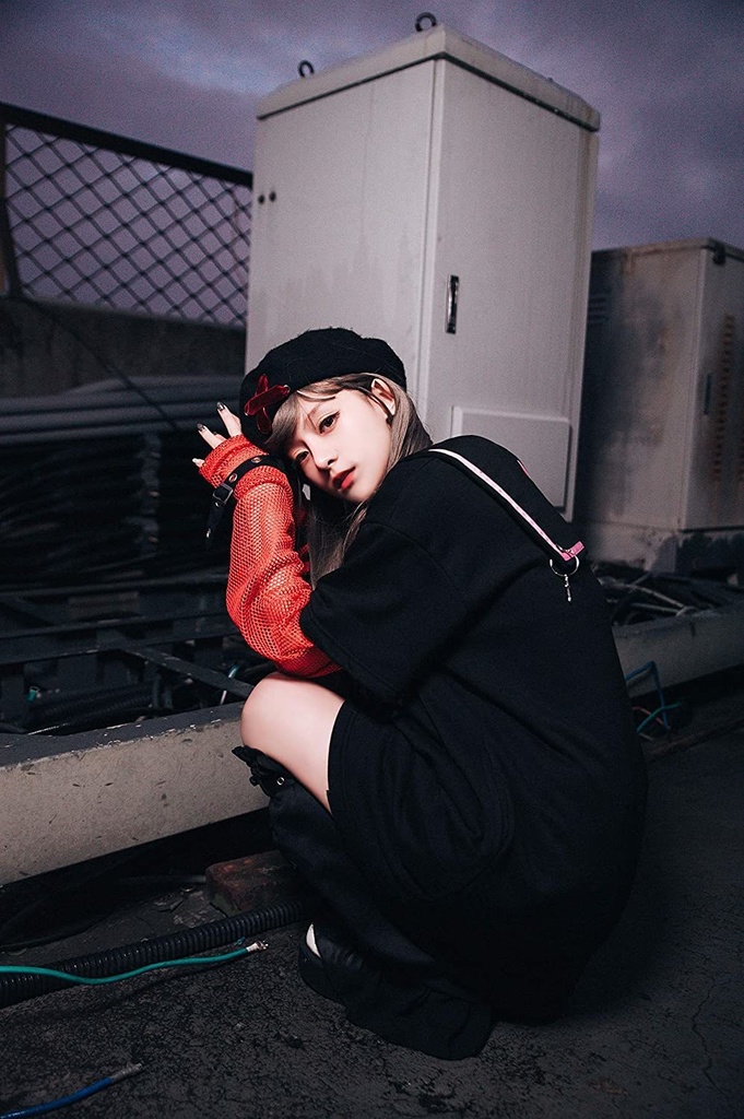 Jillpunkオリジナル二次コン 吸血の桜アームカバー付きスクールシャツセーラー半袖水兵服ワンピースドレスストライプ柄 COSPLAYレディースV系 姫系原宿秋葉系 おしゃれ地雷系可愛い萌え