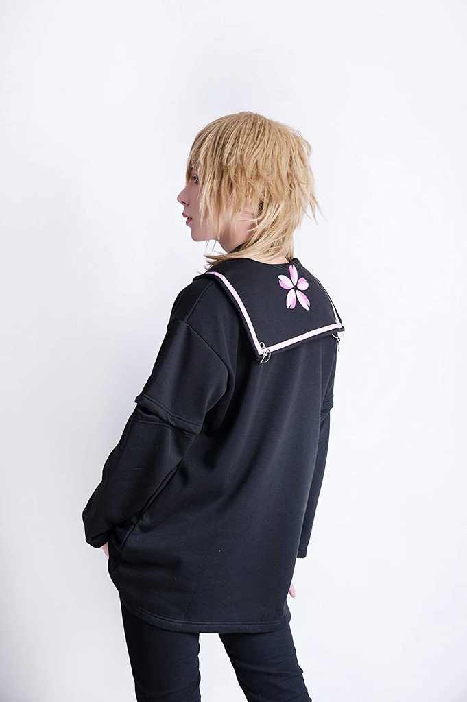 Jillpunkオリジナル二次コン 吸血の桜アームカバー付きスクールシャツセーラー半袖水兵服ワンピースドレスストライプ柄 COSPLAYレディースV系 姫系原宿秋葉系 おしゃれ地雷系可愛い萌え