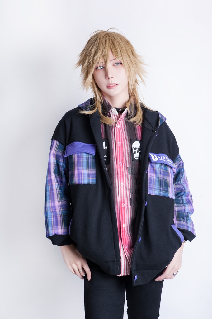 Jillpunkオリジナル二次コン可愛い不良高校応援団長羊ハートボタンフード付きスタジアムジャンパータータン柄裏起毛パーカージャケットロリータ Lolita森ガール レディーおしゃれファッション秋葉系萌え