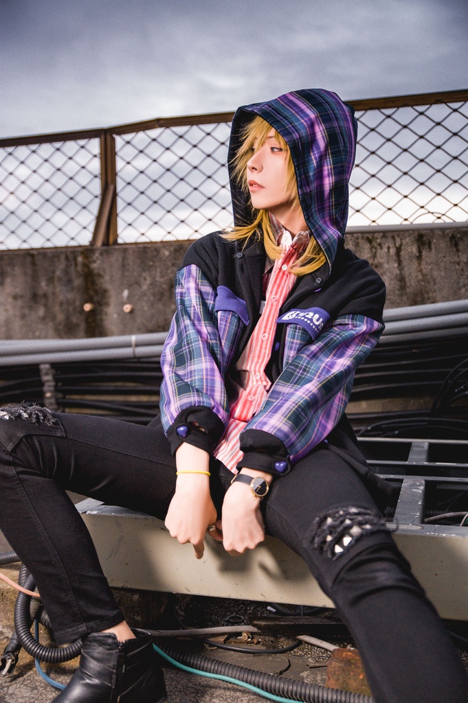 Jillpunkオリジナル二次コン可愛い不良高校応援団長羊ハートボタンフード付きスタジアムジャンパータータン柄裏起毛パーカージャケットロリータ Lolita森ガール レディーおしゃれファッション秋葉系萌え