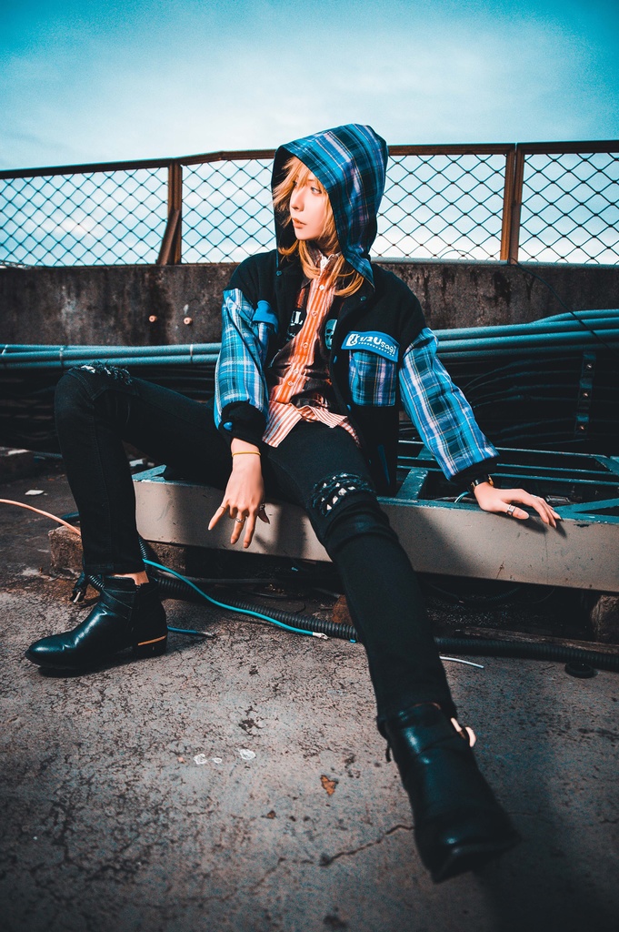 Jillpunkオリジナル二次コン可愛い不良高校応援団長羊ハートボタンフード付きスタジアムジャンパータータン柄裏起毛パーカージャケットロリータ Lolita森ガール レディーおしゃれファッション秋葉系萌え