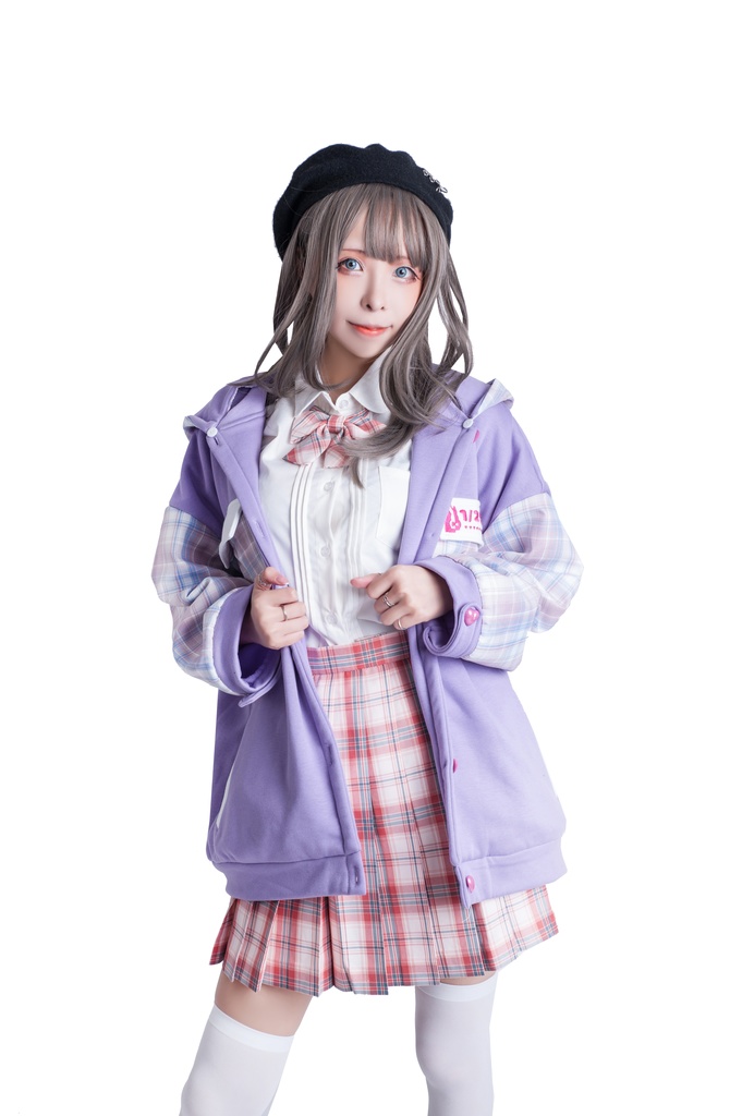 Jillpunkオリジナル二次コン可愛い不良高校応援団長羊ハートボタンフード付きスタジアムジャンパータータン柄裏起毛パーカージャケットロリータ Lolita森ガール レディーおしゃれファッション秋葉系萌え