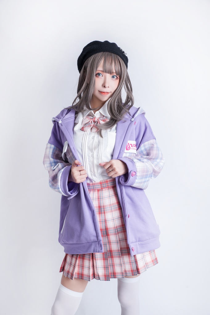 Jillpunkオリジナル二次コン可愛い不良高校応援団長羊ハートボタンフード付きスタジアムジャンパータータン柄裏起毛パーカージャケットロリータ Lolita森ガール レディーおしゃれファッション秋葉系萌え