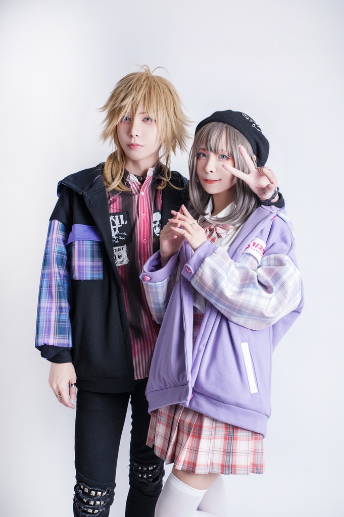 Jillpunkオリジナル二次コン可愛い不良高校応援団長羊ハートボタンフード付きスタジアムジャンパータータン柄裏起毛パーカージャケットロリータ Lolita森ガール レディーおしゃれファッション秋葉系萌え