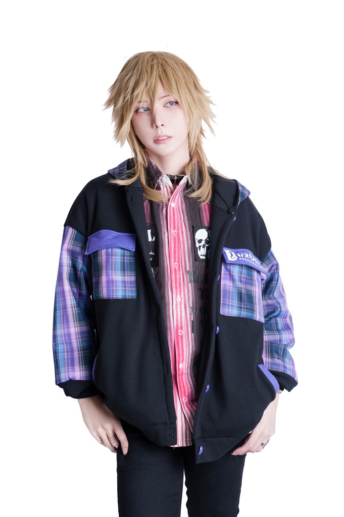 Jillpunkオリジナル二次コン可愛い不良高校応援団長羊ハートボタンフード付きスタジアムジャンパータータン柄裏起毛パーカージャケットロリータ Lolita森ガール レディーおしゃれファッション秋葉系萌え