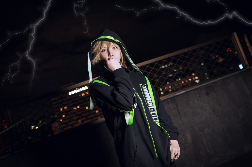 Jillpunkオリジナル 86+コラボ雷神鳴神太鼓モチーフ稲妻チャームアクセサリー蛍光テープゆったりパーカー フード付きトレーナー メンズ レディー V系 おしゃれ大きいサイズ男女兼用ファッション秋葉系カッコいい