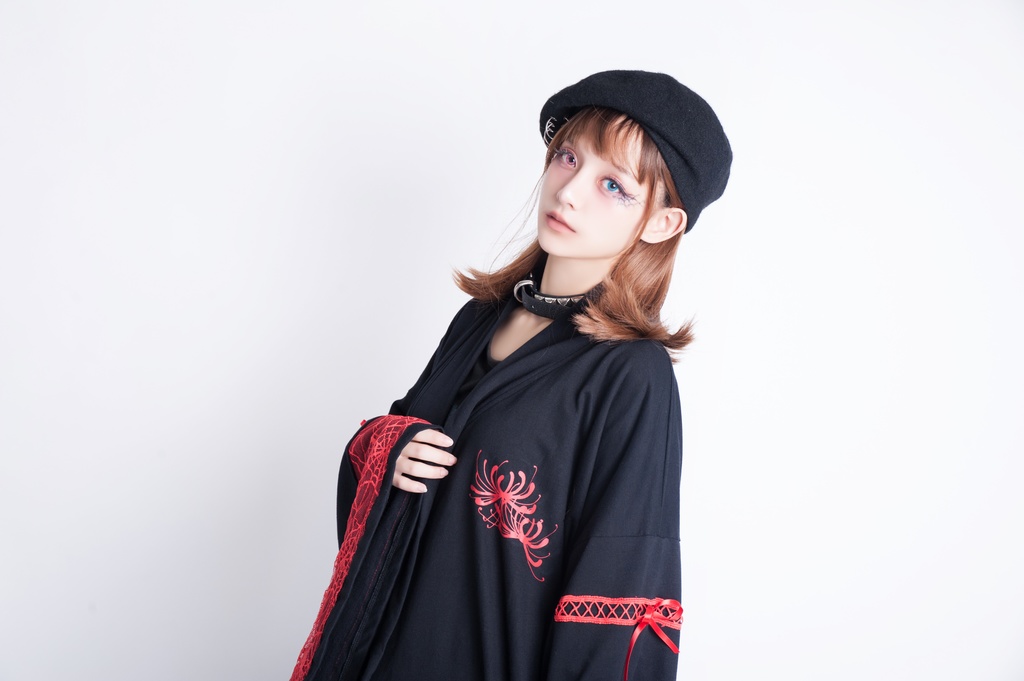 JillpunkオリジナルKERAアニメファンタジー 曼珠沙華彼岸花大正浪漫クモ網レース現代羽織和装ジャケットブレザー メンズ レディー V系カッコいい おしゃれ大きいサイズ男女兼用ファッション秋葉系