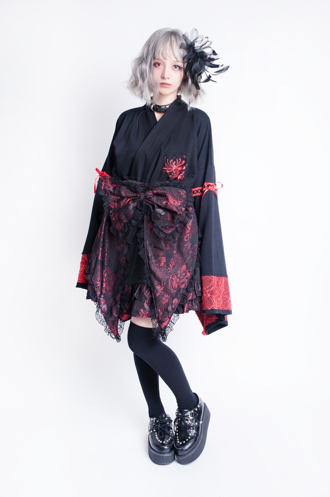 JillpunkオリジナルKERAアニメファンタジー 曼珠沙華彼岸花大正浪漫クモ網レース現代羽織和装ジャケットブレザー メンズ レディー V系カッコいい おしゃれ大きいサイズ男女兼用ファッション秋葉系