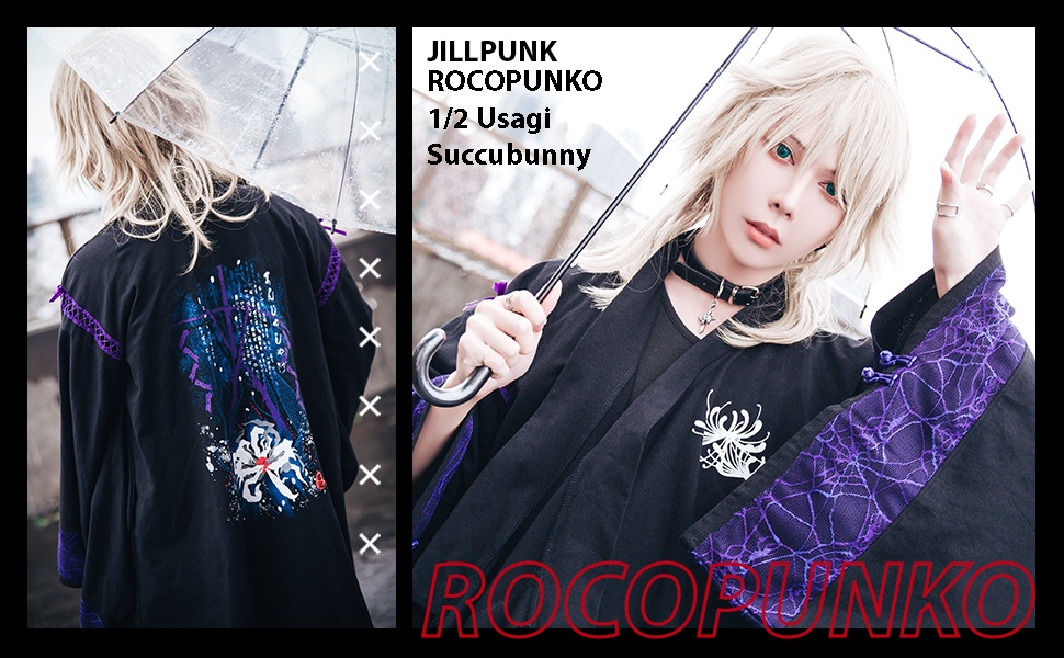 JillpunkオリジナルKERAアニメファンタジー 曼珠沙華彼岸花大正浪漫クモ網レース現代羽織和装ジャケットブレザー メンズ レディー V系カッコいい おしゃれ大きいサイズ男女兼用ファッション秋葉系