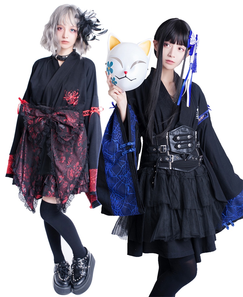 JillpunkオリジナルKERAアニメファンタジー 曼珠沙華彼岸花大正浪漫クモ網レース現代羽織和装ジャケットブレザー メンズ レディー V系カッコいい おしゃれ大きいサイズ男女兼用ファッション秋葉系