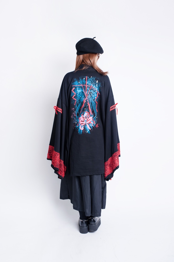 JillpunkオリジナルKERAアニメファンタジー 曼珠沙華彼岸花大正浪漫クモ網レース現代羽織和装ジャケットブレザー メンズ レディー V系カッコいい おしゃれ大きいサイズ男女兼用ファッション秋葉系