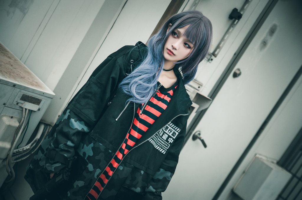 JillpunkオリジナルKERA アニメお宅機動警察NEET自宅警備隊ミリタリー戦術ポケット反射プリント耐水防水ウィンドウブレーカーパーカーゆったりジャケット パンクメンズ レディーズ おしゃれ大きいサイズ男女兼用ファッション秋葉系カッコいい