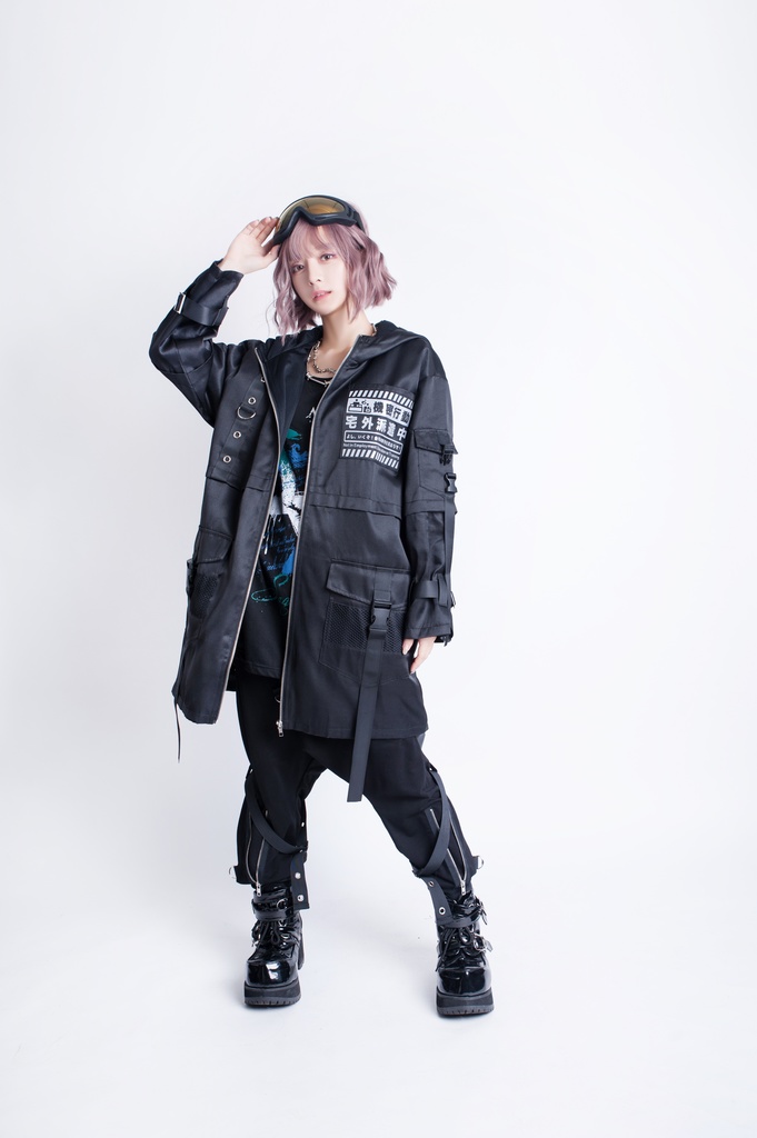 JillpunkオリジナルKERA アニメお宅機動警察NEET自宅警備隊ミリタリー戦術ポケット反射プリント耐水防水ウィンドウブレーカーパーカーゆったりジャケット パンクメンズ レディーズ おしゃれ大きいサイズ男女兼用ファッション秋葉系カッコいい