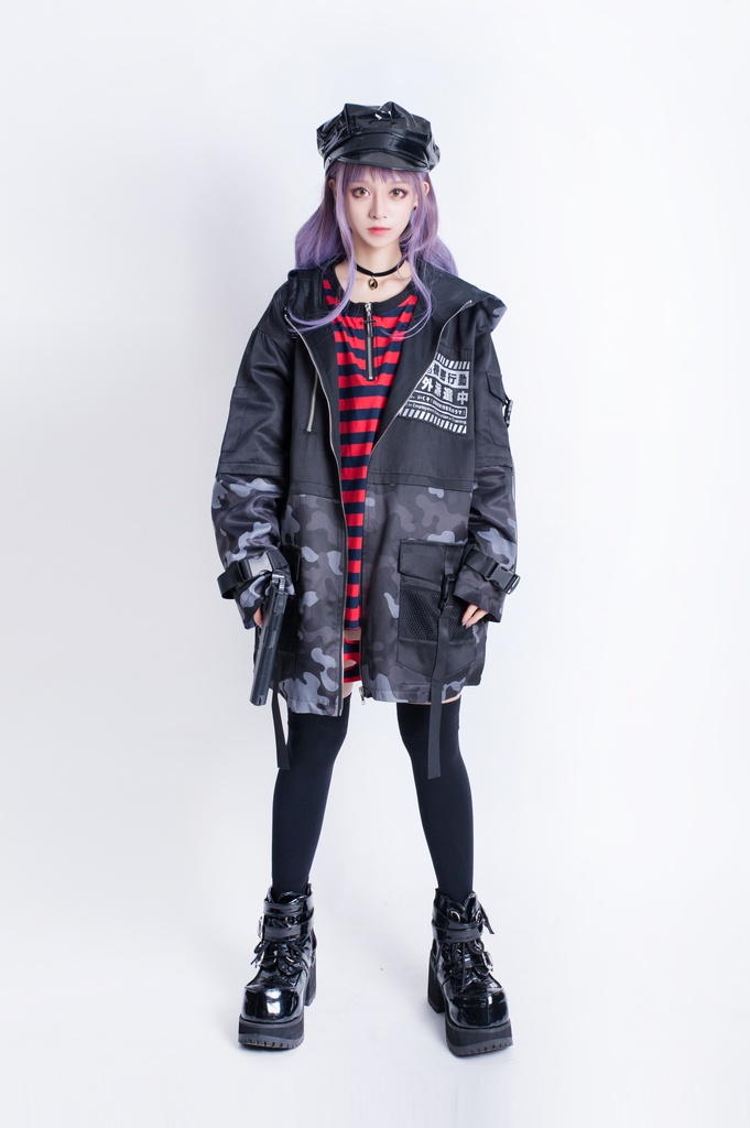 JillpunkオリジナルKERA アニメお宅機動警察NEET自宅警備隊ミリタリー戦術ポケット反射プリント耐水防水ウィンドウブレーカーパーカーゆったりジャケット パンクメンズ レディーズ おしゃれ大きいサイズ男女兼用ファッション秋葉系カッコいい